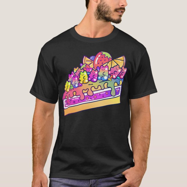 T-shirt Cute Kawaii Jelly Bear Cake Slice (Devant)