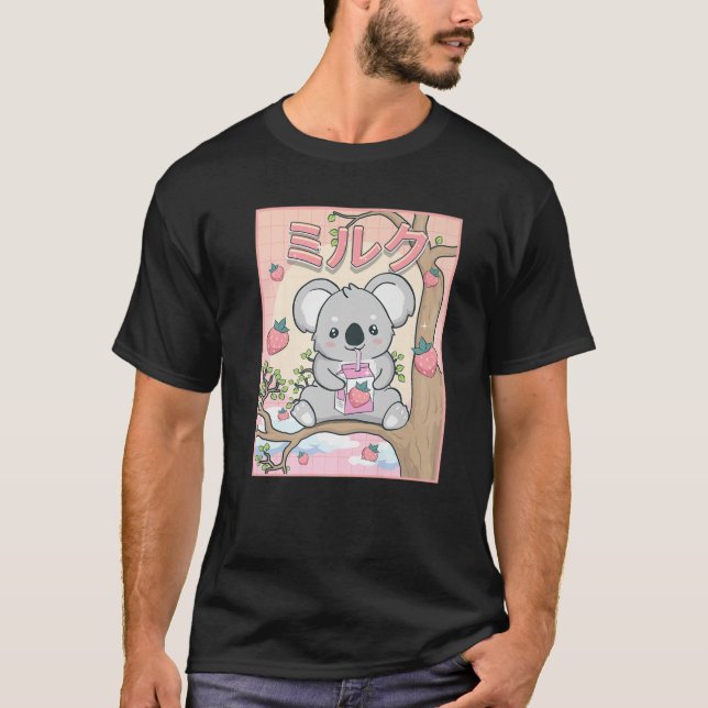 T-shirt Cute Kawaii Koala Ours Lait fraise (Devant)
