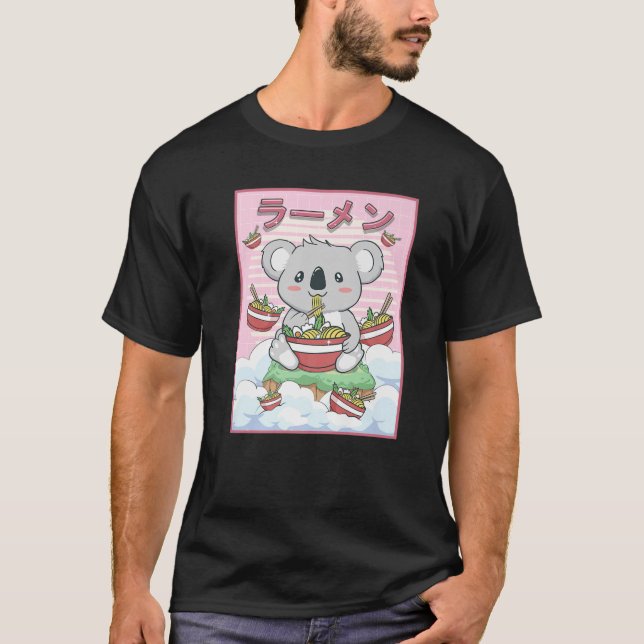 T-shirt Cute Kawaii Koala Ours Ramen nouilles (Devant)