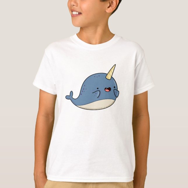 T-shirt Cute Kawaii Narwhal (Devant)