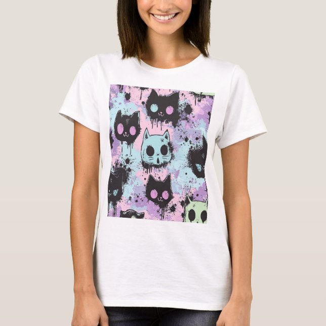 T-shirt Cute Kawaii Pastel Goth Chat Déplaisant (Devant)