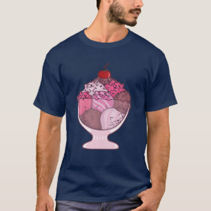 T-shirt Cute Kawaii Pink Icecream Sundae Kitten Scoops Cha