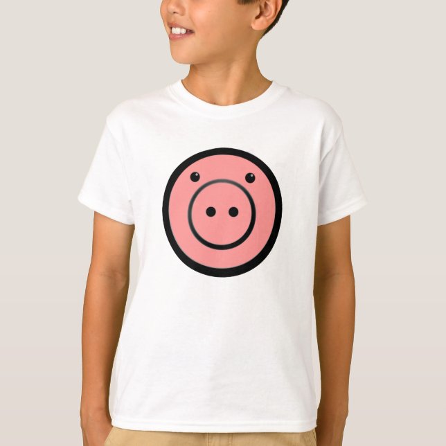 T-shirt Cute Kawaii Pink Piggy Pig Vector Art (Devant)