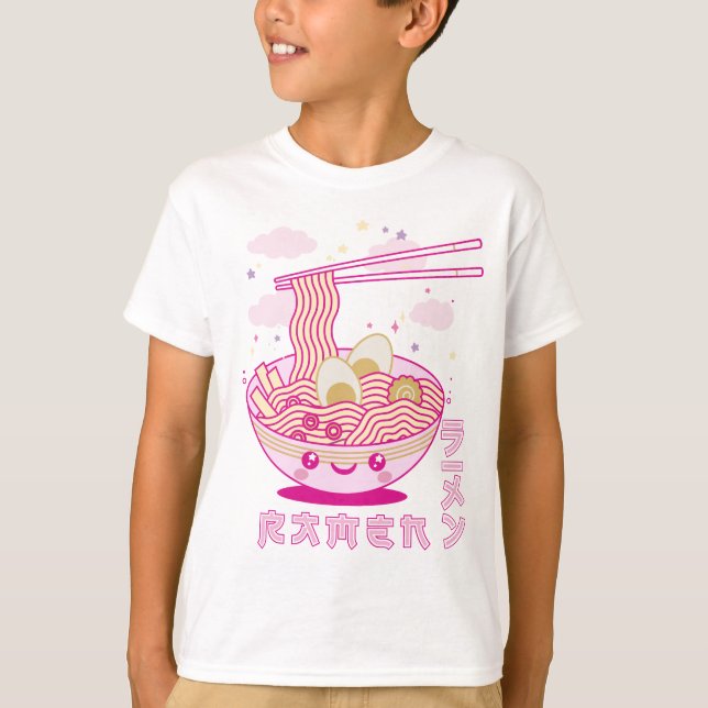 T-shirt Cute Kawaii Ramen Anime nouilles Ramen Filles, Ado (Devant)
