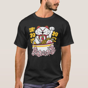 T-shirt Cute Kawaii Ramen Chats Japonais Anime Dessin