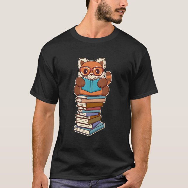 T-shirt Cute Kawaii Red Panda Lire Un Livre (Devant)