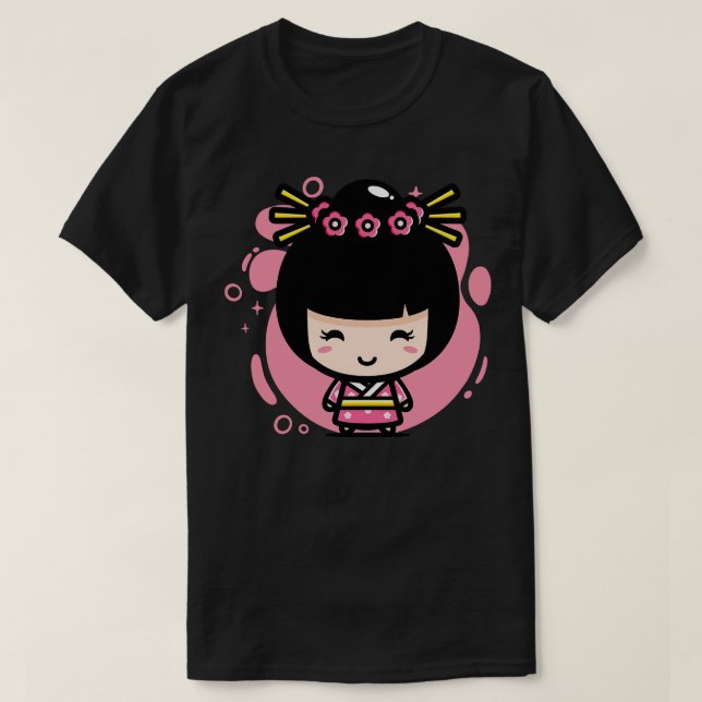 T-shirt Cute Kawaii Style traditionnel japonais fille Chib (Design devant)