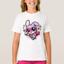 T-shirt Cute Kawaii Superhero Bunny Girls
