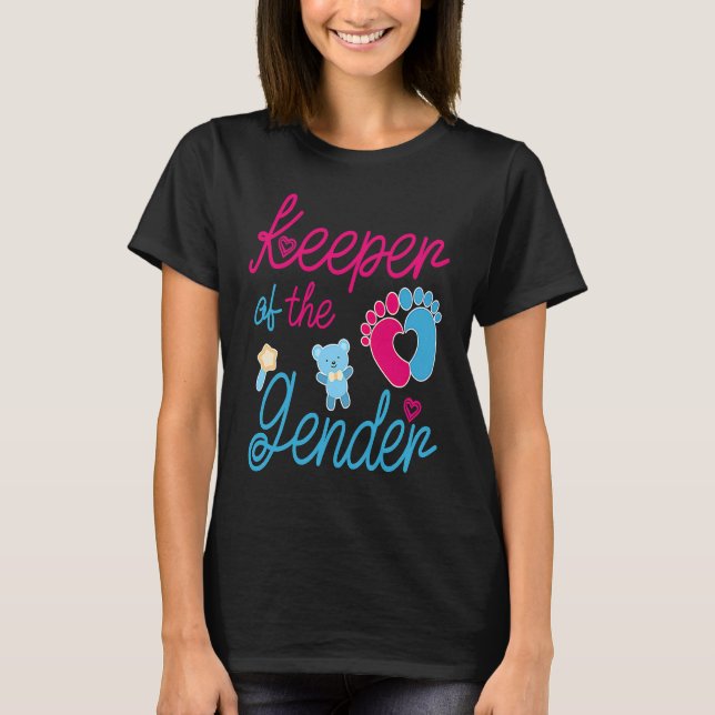T-shirt Cute Keeper of Gender  baby reveal party idea (Devant)