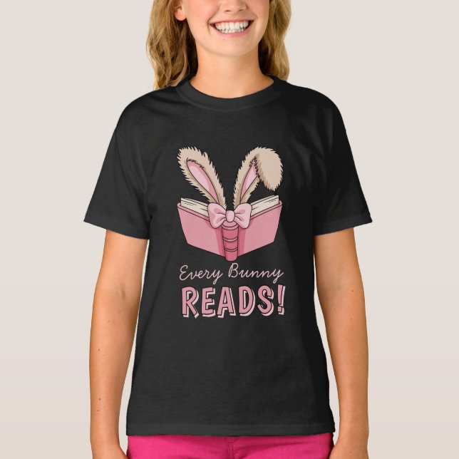 T-shirt Cute Kid's Easter Bunny Lit livre Lover (Devant)