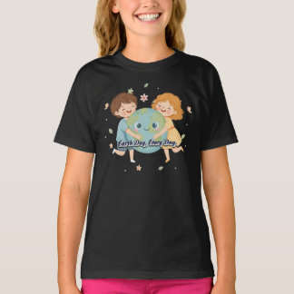 T-shirt Cute Kids Hugging Earth - Earth Day Everyday Kids 