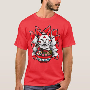 T-shirt Cute Kitsune Ramen Bowl japonais nouille Anime Fox