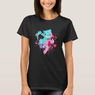 T-shirt Cute Kitten Accrocher Un Coeur Coloré Art Chat