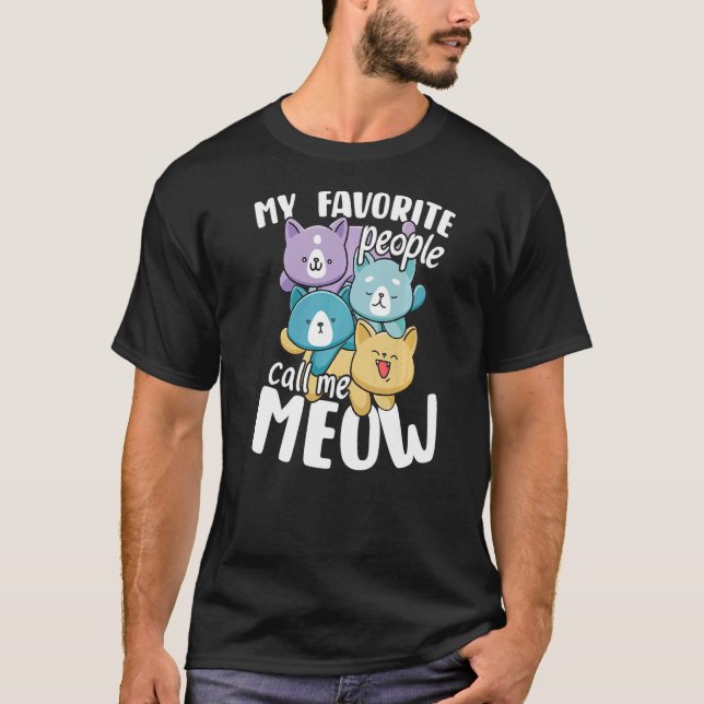 T-shirt Cute kitten chat préférés les gens m'appellent meo (Devant)