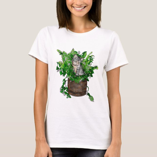 T-shirt Cute Kitten dans un pot de navet (Devant)
