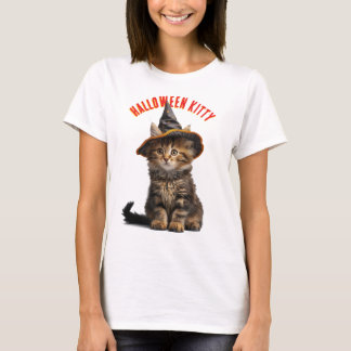 T-shirt Cute Kitten dans une sorcière Casquette Halloween