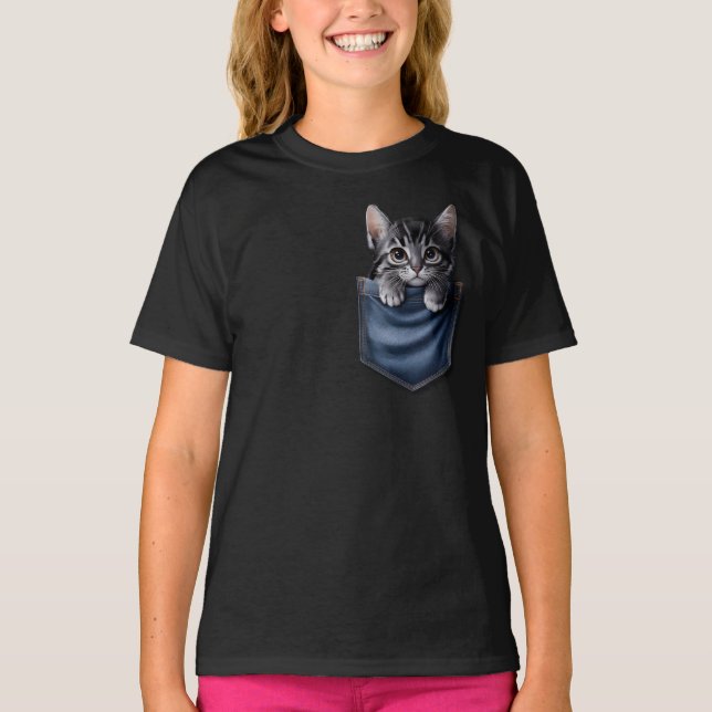 T-shirt Cute Kitten en poche (Devant)