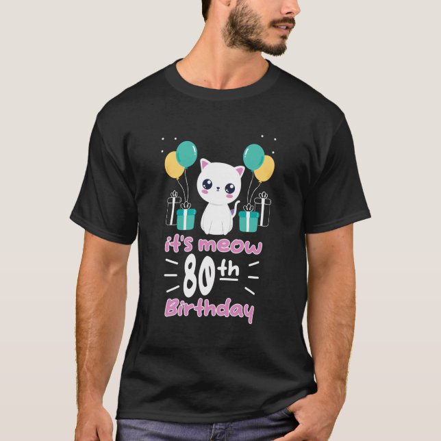 T-shirt Cute Kitten Kitty Chat 80E Anniversaire Animaux de (Devant)
