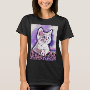 T-shirt Cute Kitten Portrait Art numérique peinture T-shir