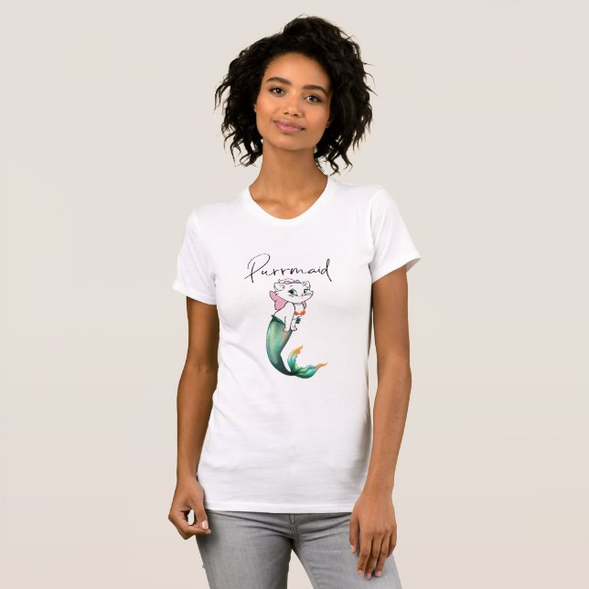 T-shirt Cute Kitten Purrmaid - Fun Mermaid Design de chat (Devant entier)