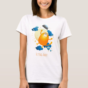 T-shirt Cute Kitten volant avec parapluie