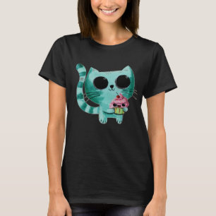 T-shirt Cute Kitty Chat avec Kawaii Cupcake