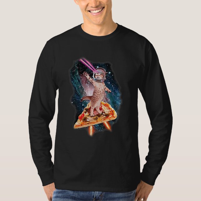 T-shirt Cute Kitty Chat Avec Laser Beam Eyes Galaxy Volant (Devant)
