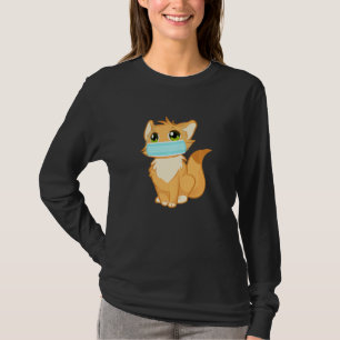 T-shirt Cute Kitty Chat Avec Masque Visage Drôle Pour Anim