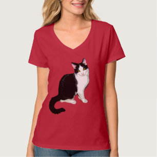 T-shirt Cute Kitty Chat, noir et blanc