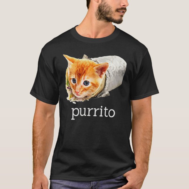 T-shirt Cute Kitty Chat Purrito Burrito Pun Essentiel (Devant)