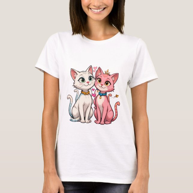 T-shirt Cute Kitty Chats Meilleurs Amis (Devant)