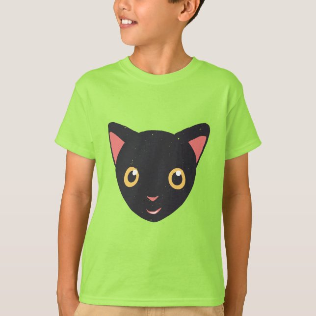 T-shirt Cute Kitty Visage noir Kitten (Devant)