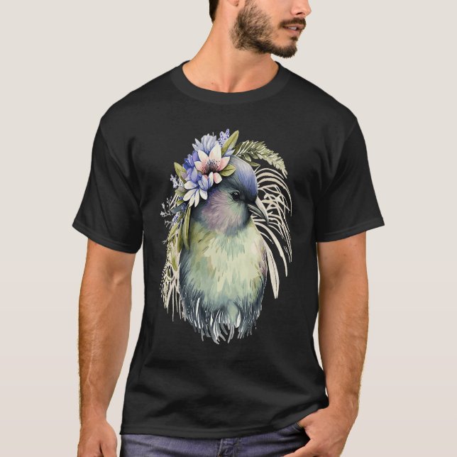T-shirt Cute Kiwi Bird Flower Crown Floral Exotic Birds (Devant)