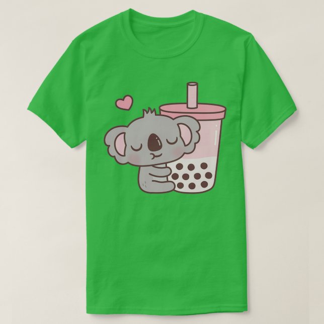 T-shirt Cute Koala aime Thé à bulle fraise (Design devant)