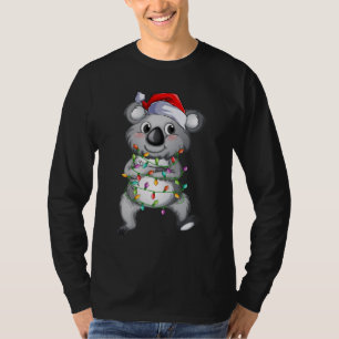 T-shirt Cute koala aux lumières de Noël Hommes Long Manche