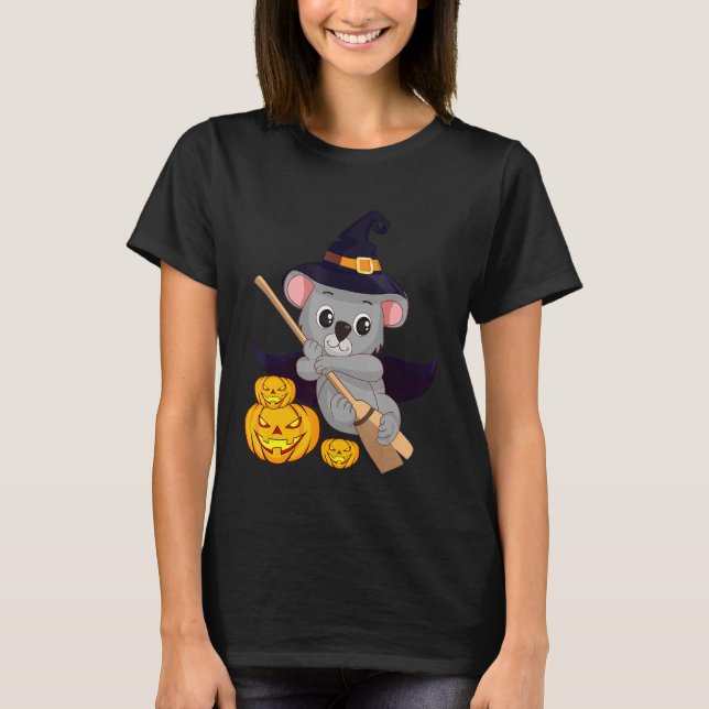 T-shirt Cute Koala Bear Witch Citrouille Easy Halloween Co (Devant)