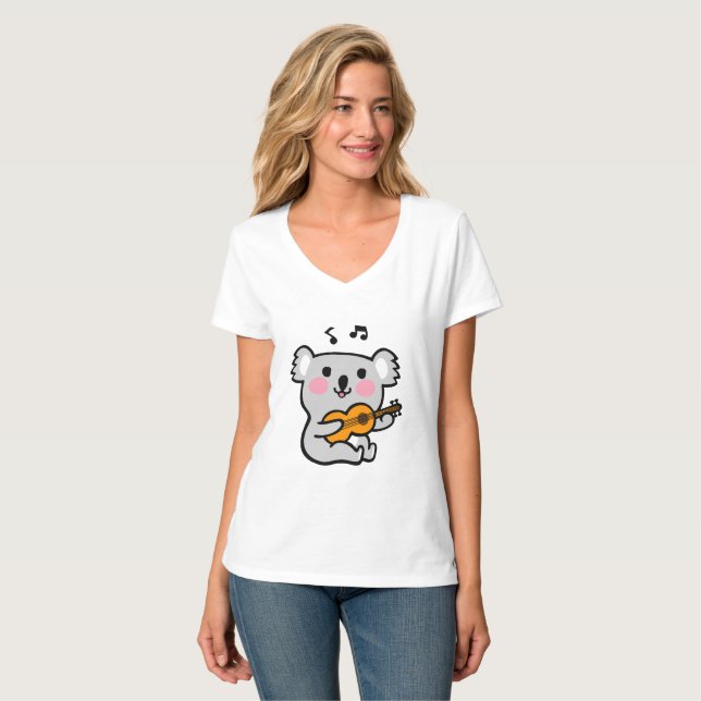 T-shirt Cute koala jouant de la guitare (Devant entier)