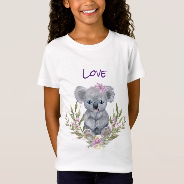 T-Shirt Cute Koala Oear Floral (Devant)