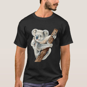 T-shirt Cute Koala Ours Et Bébé Aquarelle Réaliste