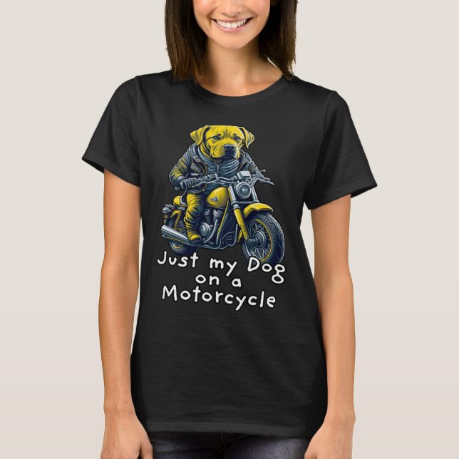 T-shirt Cute Labrador ride on a motorcycle Christmas (Devant)