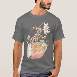 T-shirt Cute Lapin Lapin Ramen Noodle Soupe Anime Kawaii A
