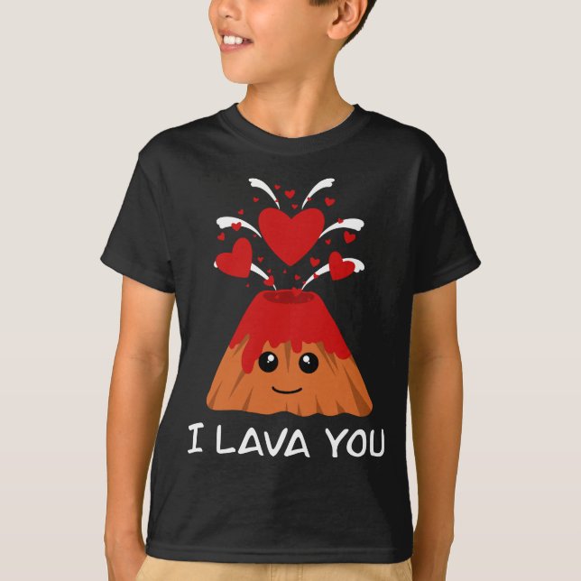 T-shirt Cute Lava Day Volcano Love Couple Saint Valentin (Devant)