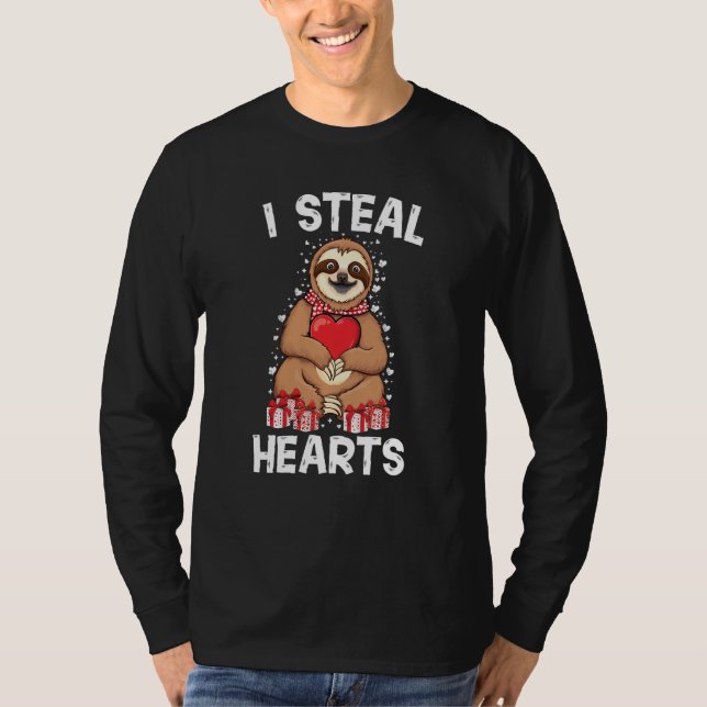 T-shirt Cute lazy sloth holding heart love sloth valentine (Devant)