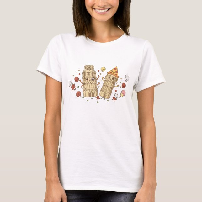 T-shirt Cute Leaning Tower - Kawaii Italy Food Lover (Devant)