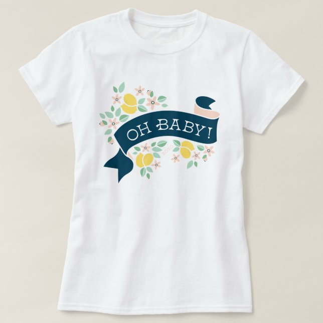 T-shirt Cute Lemon Jaune Botanique Oh Baby shower (Design devant)