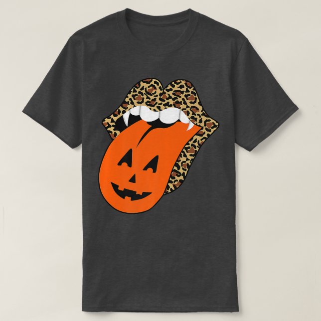 T-shirt Cute Leopard Lips Halloween Lips Vampire Mouth Pum (Design devant)