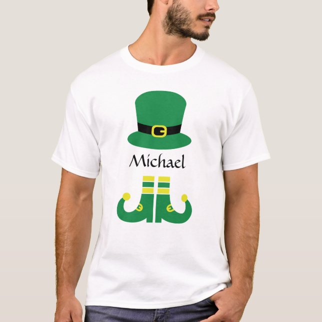 T-shirt Cute Leprechaun Casquette Ajouter un nom Hommes (Devant)