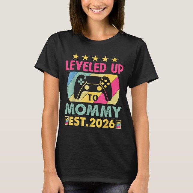 T-shirt Cute Leveled Up To Mommy 2026 Awesome Promoted To  (Devant)