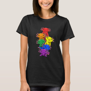 T-shirt Cute Lgbtq Pride Rainbow Axolotl Pile