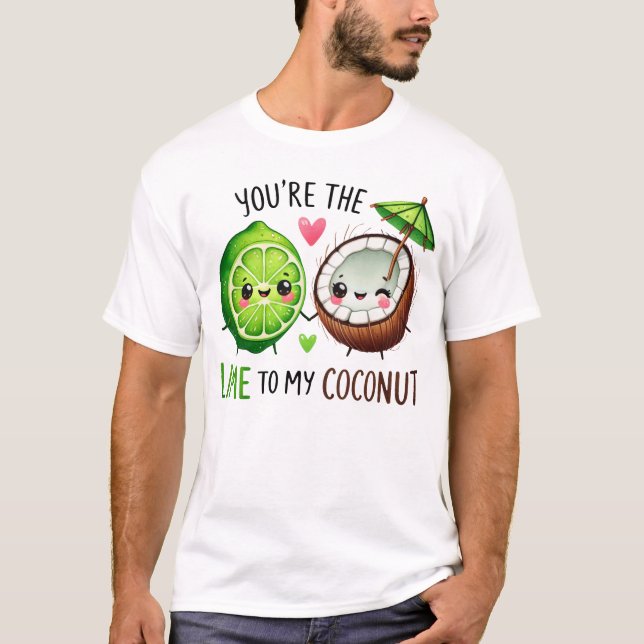 T-shirt Cute Lime and Coconut Friendship Design (Devant)
